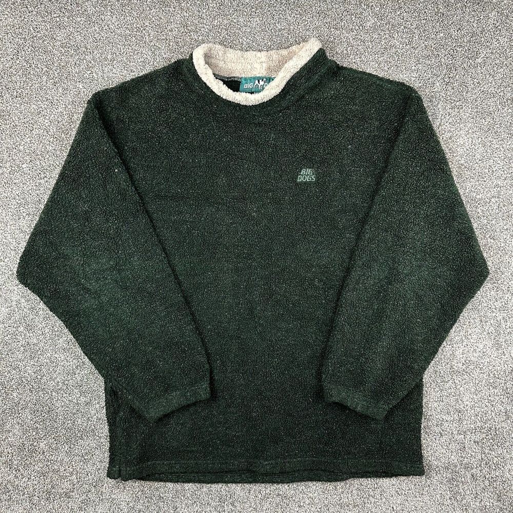 Big Dogs Dark Green Sherpa Pullover with Cream Collar